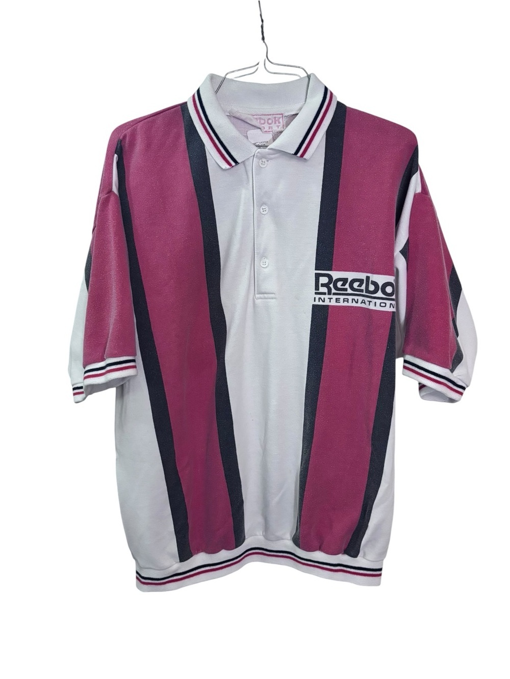 90s Vintage Reebok International Polo Shirt w/ Logo & Graphic | Size L